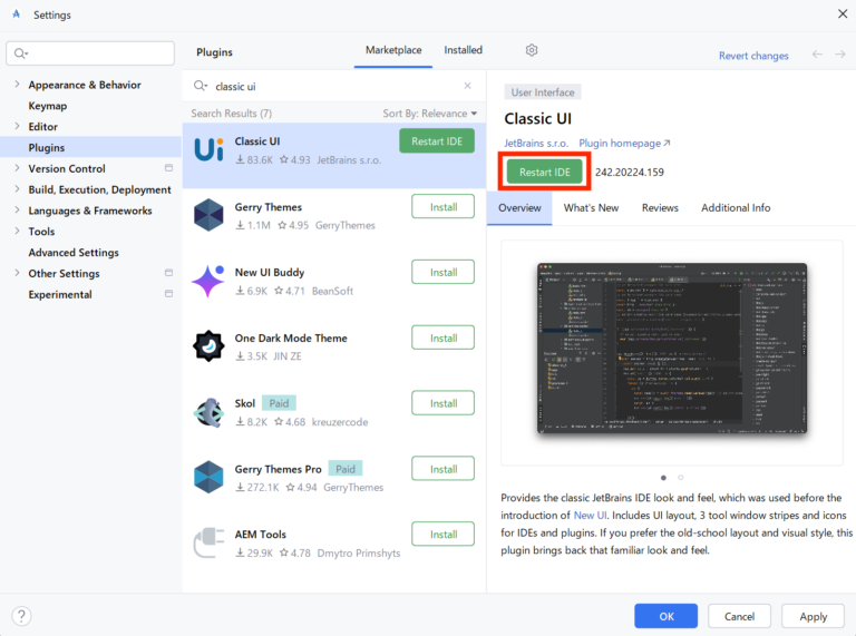 Android Studio Ladybug で Classic UI に戻す方法｜Code for Fun